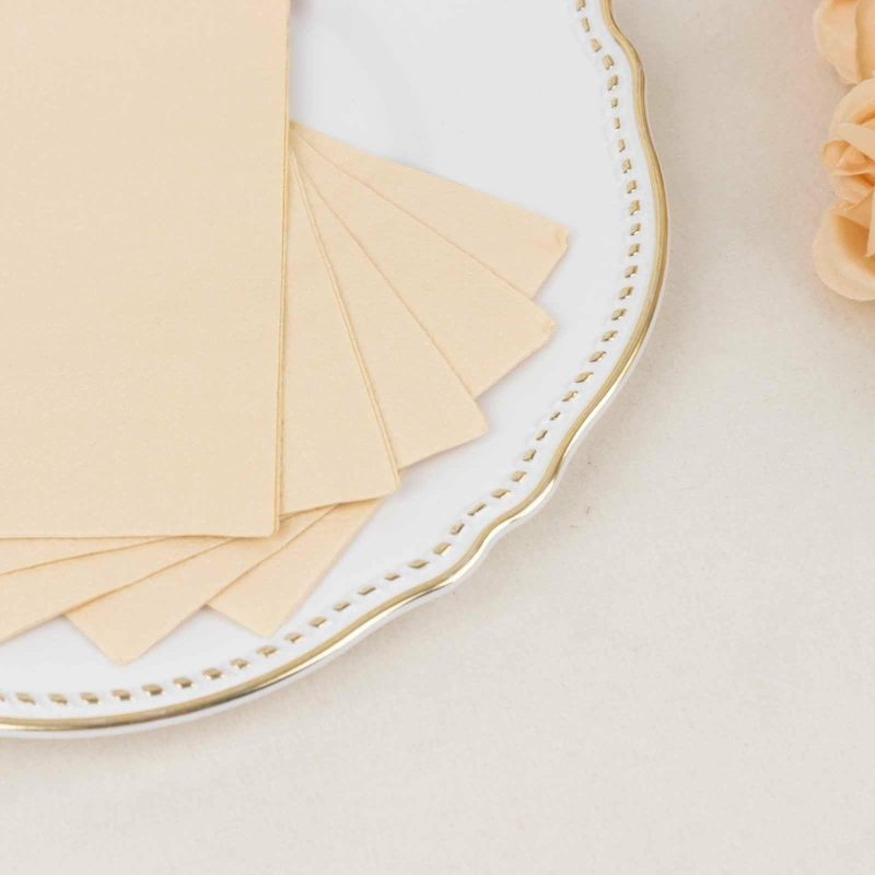 50 Pack 2 Ply Soft Beige Dinner Paper Napkins, Disposable Wedding Reception Party Napkins  |   Paper Napkins Paper Napkins Beige