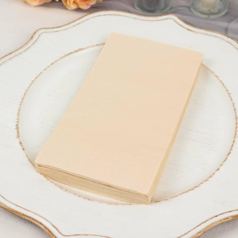 50 Pack 2 Ply Soft Beige Dinner Paper Napkins, Disposable Wedding Reception Party Napkins  |   Paper Napkins Paper Napkins Beige