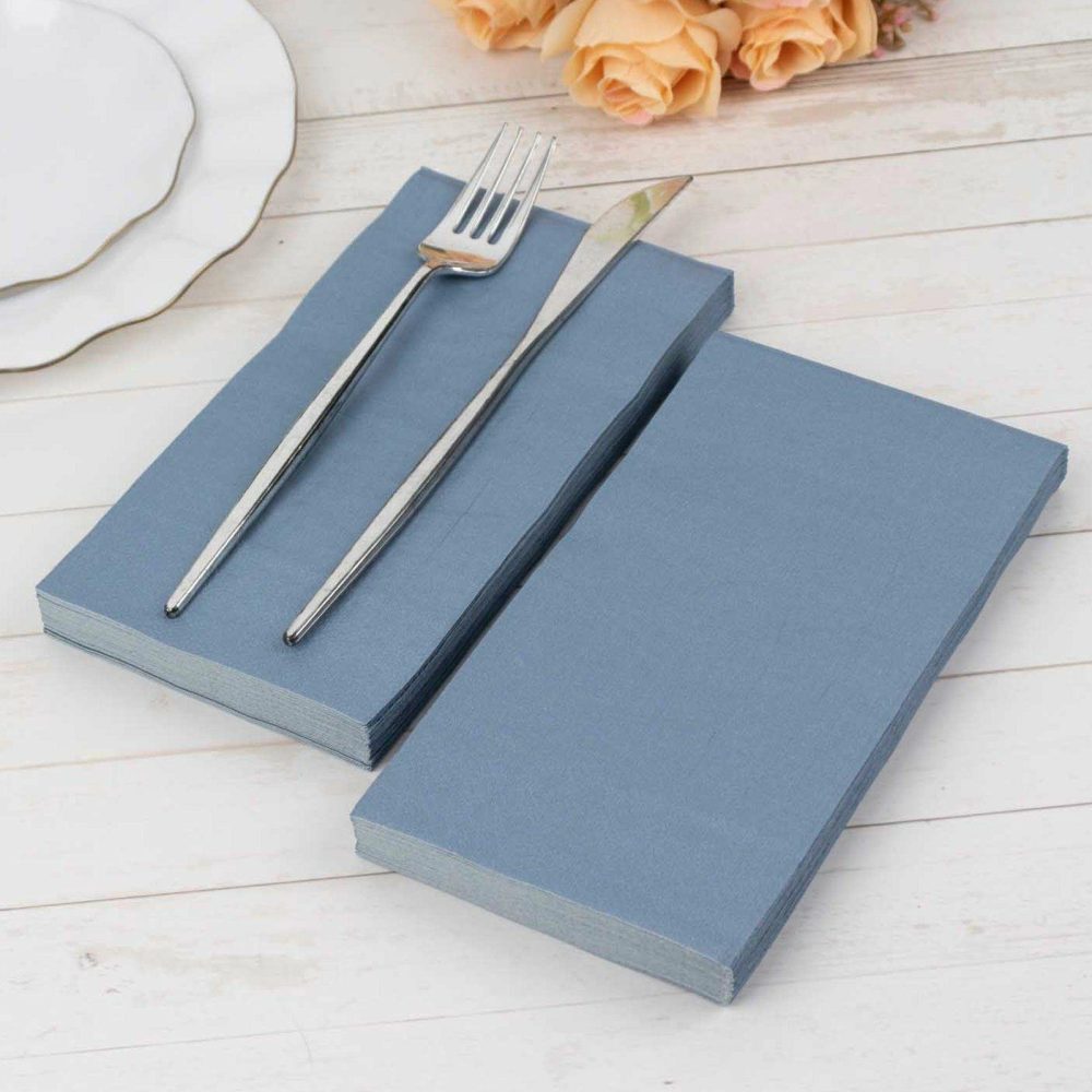 50 Pack 2 Ply Soft Dusty Blue Dinner Paper Napkins, Disposable Wedding Reception Party Napkins  |   Paper Napkins Paper Napkins Dusty Blue