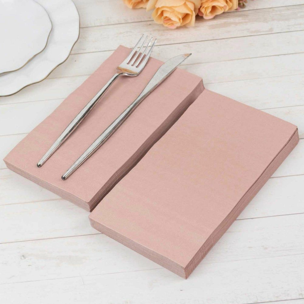 50 Pack 2 Ply Soft Dusty Rose Dinner Paper Napkins, Disposable Wedding Reception Party Napkins  |   Paper Napkins Paper Napkins Dusty rose