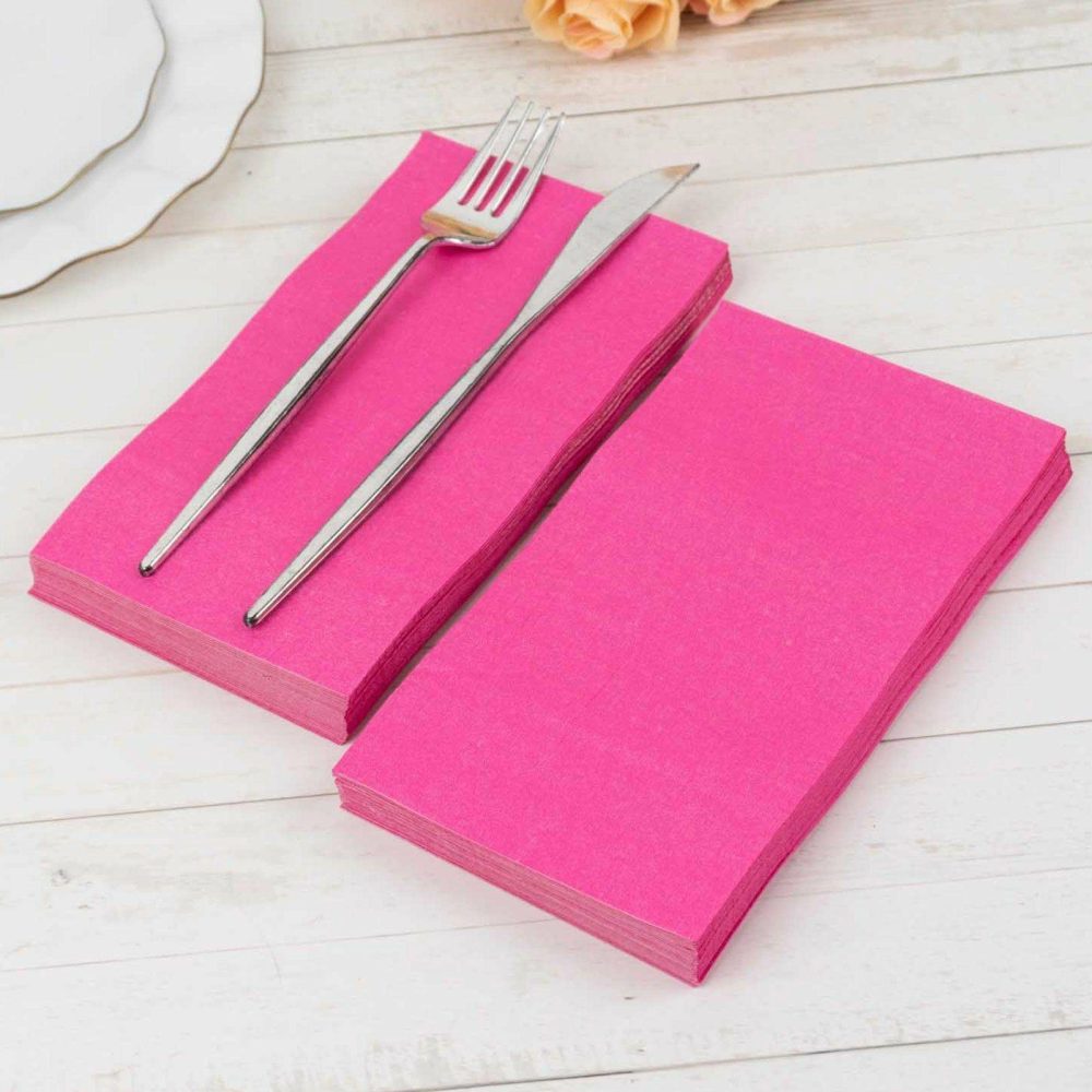 50 Pack 2 Ply Soft Fuchsia Dinner Paper Napkins, Disposable Wedding Reception Party Napkins  |   Paper Napkins Paper Napkins Fuchsia