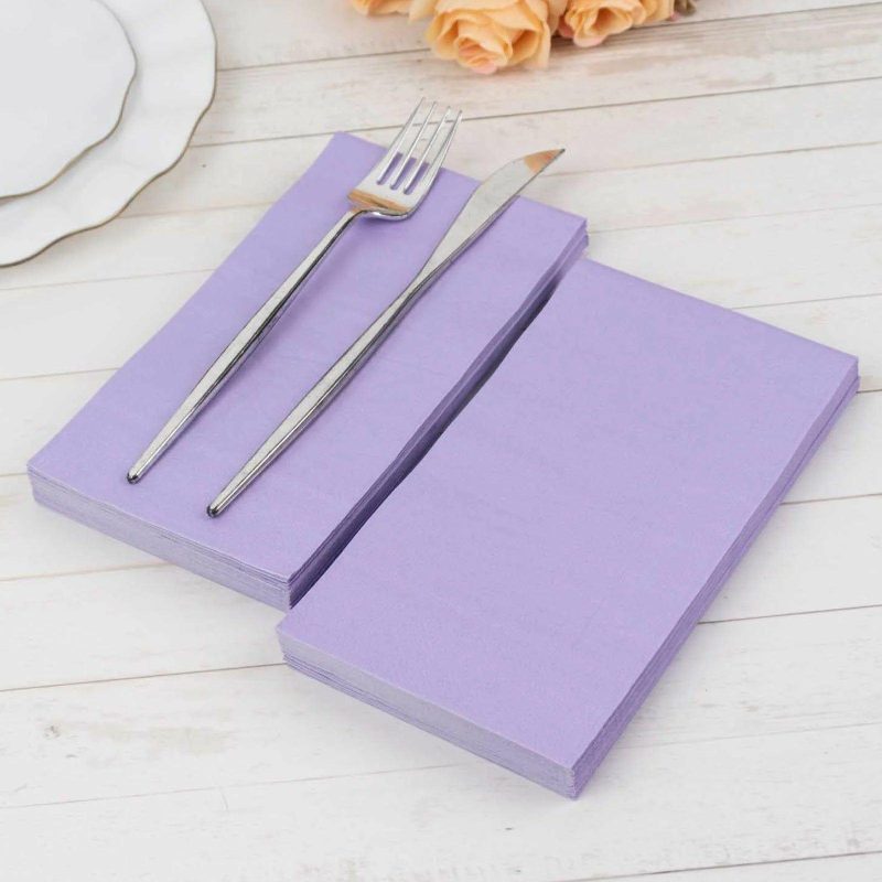 50 Pack 2 Ply Soft Lavender Lilac Dinner Paper Napkins, Disposable Wedding Reception Party Napkins  |   Paper Napkins Paper Napkins Lavender Lilac