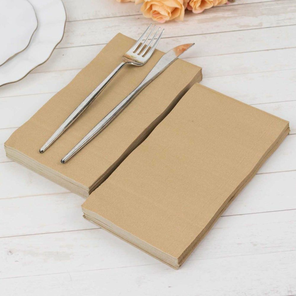 50 Pack 2 Ply Soft Natural Dinner Paper Napkins, Disposable Wedding Reception Party Napkins  |   Paper Napkins Paper Napkins Natural