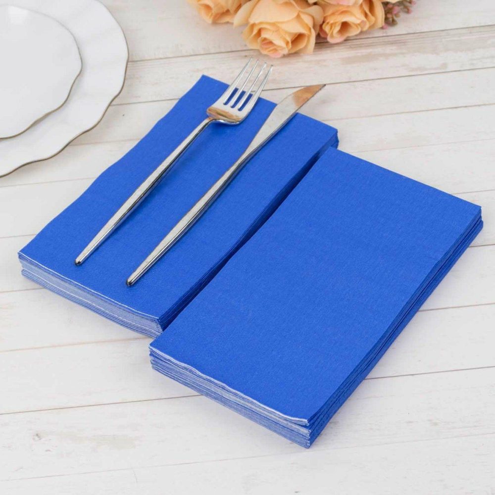 50 Pack 2 Ply Soft Royal Blue Dinner Paper Napkins, Disposable Wedding Reception Party Napkins  |   Paper Napkins Paper Napkins Paper Napkins