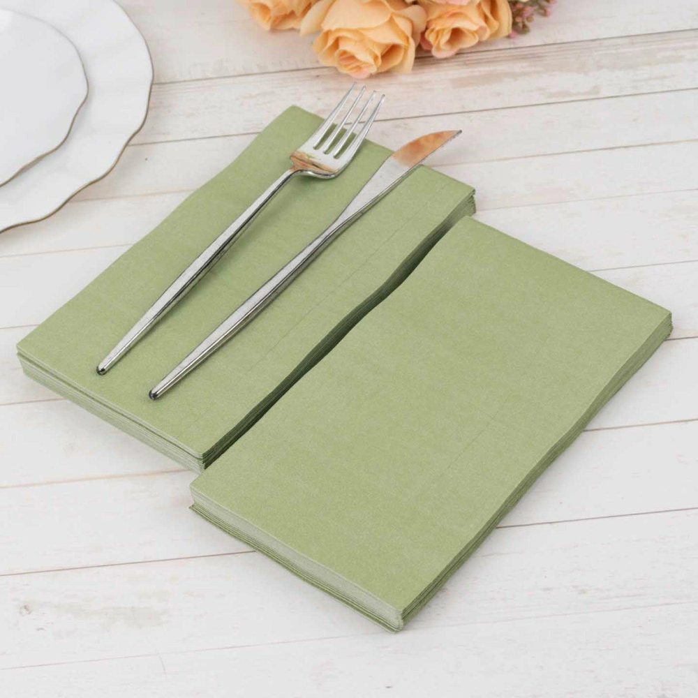 50 Pack 2 Ply Soft Sage Green Dinner Paper Napkins, Disposable Wedding Reception Party Napkins  |   Paper Napkins Paper Napkins Paper Napkins