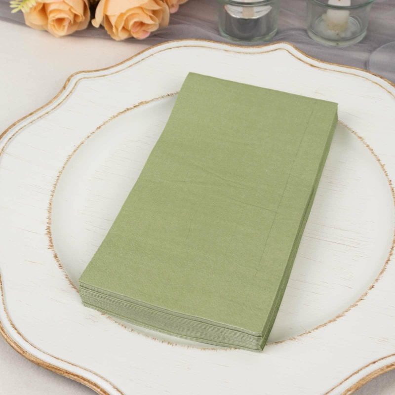 50 Pack 2 Ply Soft Sage Green Dinner Paper Napkins, Disposable Wedding Reception Party Napkins  |   Paper Napkins Paper Napkins Paper Napkins