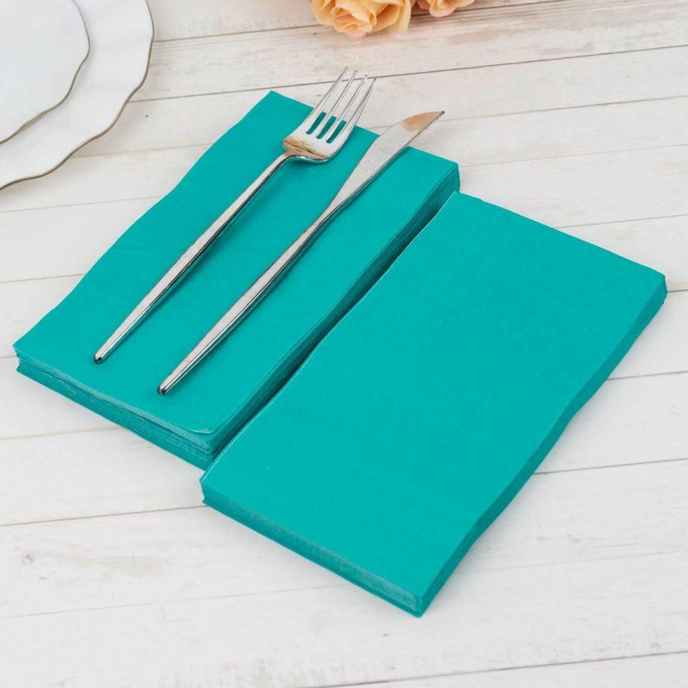 50 Pack 2 Ply Soft Turquoise Dinner Paper Napkins, Disposable Wedding Reception Party Napkins  |   Paper Napkins Paper Napkins Paper Napkins