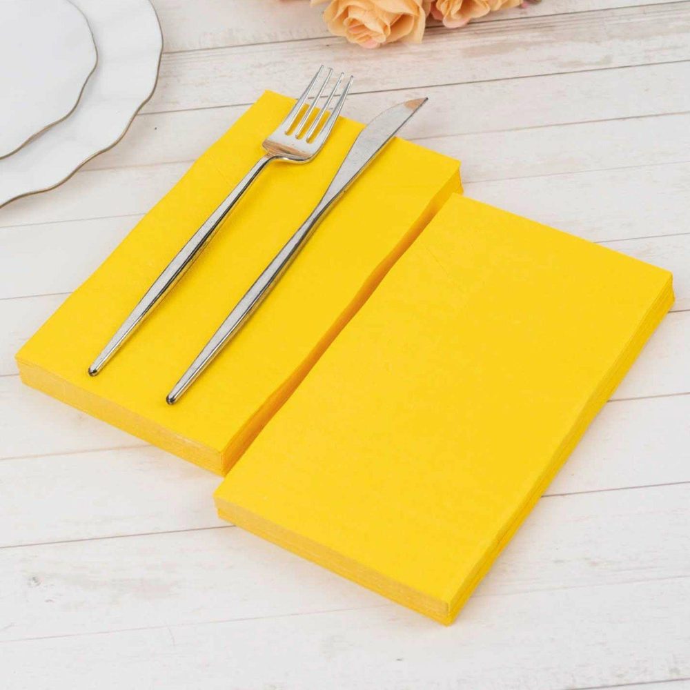 50 Pack 2 Ply Soft Yellow Dinner Paper Napkins, Disposable Wedding Reception Party Napkins  |   Paper Napkins Paper Napkins Paper Napkins