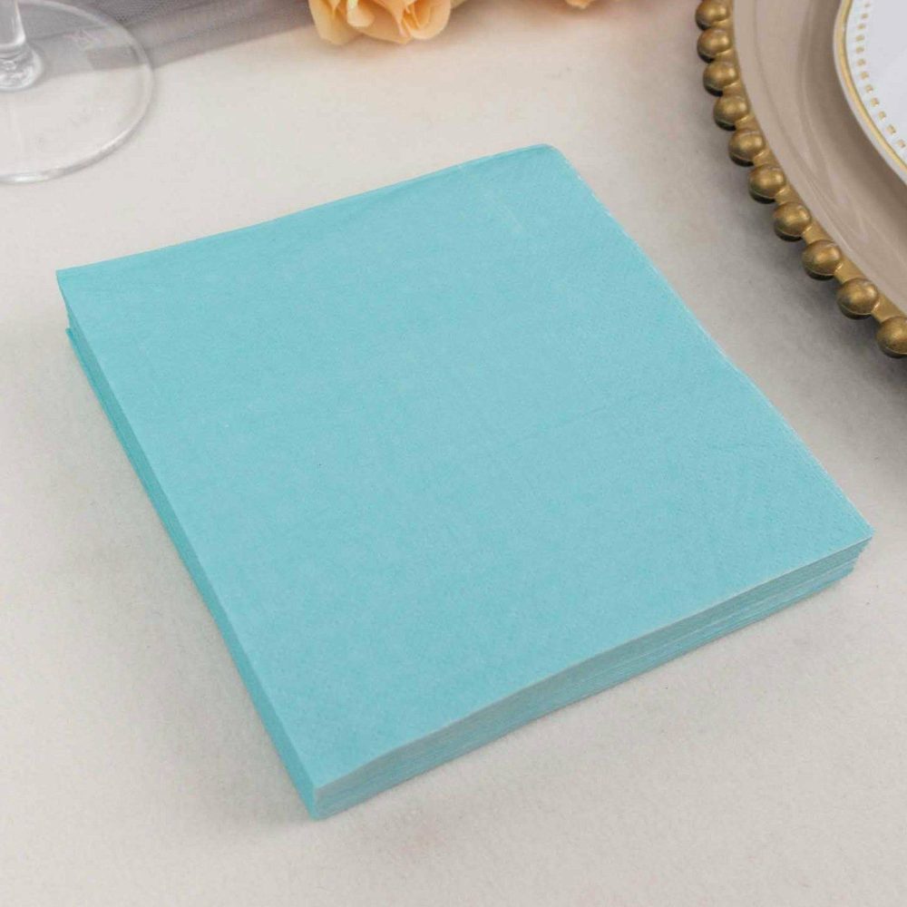 50 Pack Blue Soft 2-Ply Paper Beverage Napkins, Disposable Cocktail Napkins 18 GSM – 5″x5″  |   Paper Napkins Paper Napkins Blue