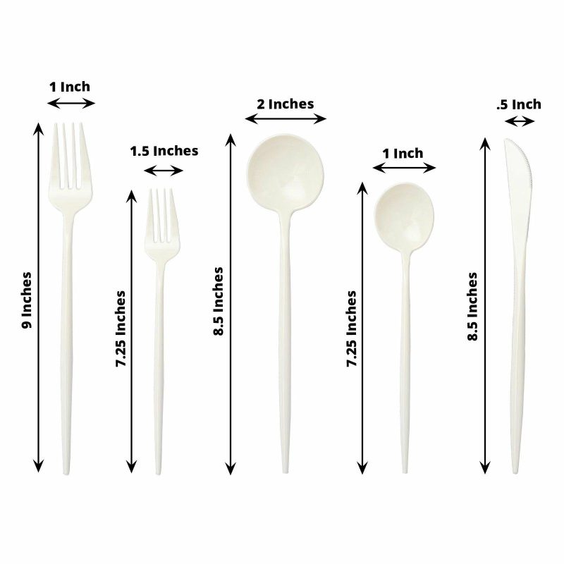 50 Pack Ivory Heavy Duty Plastic Utensil Set, Premium Disposable Sleek Cutlery Flatware  |   Cutlery Cutlery Cutlery