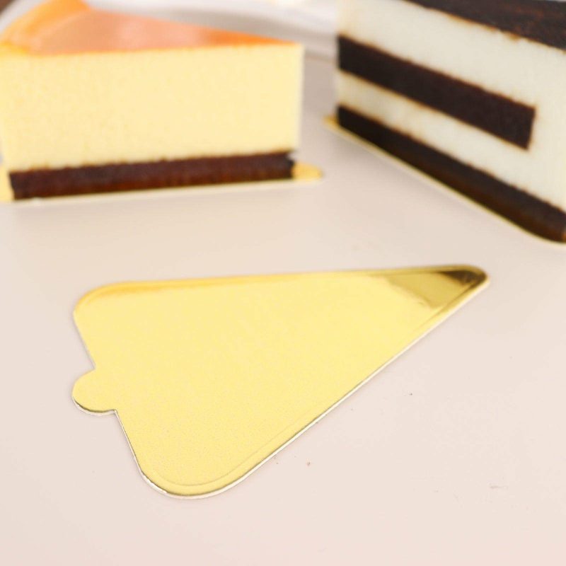 50 Pack Mini Gold Triangle Dessert Slice Paper Trays, Cake Boards 2.8″x 4.5″  |   Mini Trays & Jars Mini Dishes & Bowls Mini Trays & Jars