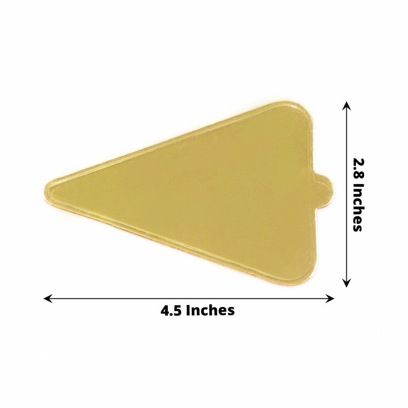 50 Pack Mini Gold Triangle Dessert Slice Paper Trays, Cake Boards 2.8″x 4.5″  |   Mini Trays & Jars Mini Dishes & Bowls Mini Trays & Jars