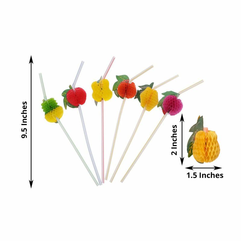 50 Pack Multi-Colored Tropical Fruit Luau Pool Party Drinking Straws 10″  |   Straws & Food Picks Disposable Cups Straws & Food Picks