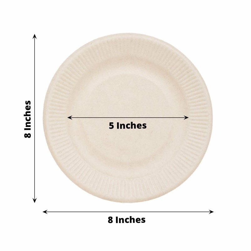 50 Pack Natural Biodegradable Bagasse Dessert Plates, Eco Friendly Disposable Sugarcane Appetizer/Salad Plates 8″  |   Eco-Friendly & Paper Plates Disposable Plates Eco-Friendly & Paper Plates