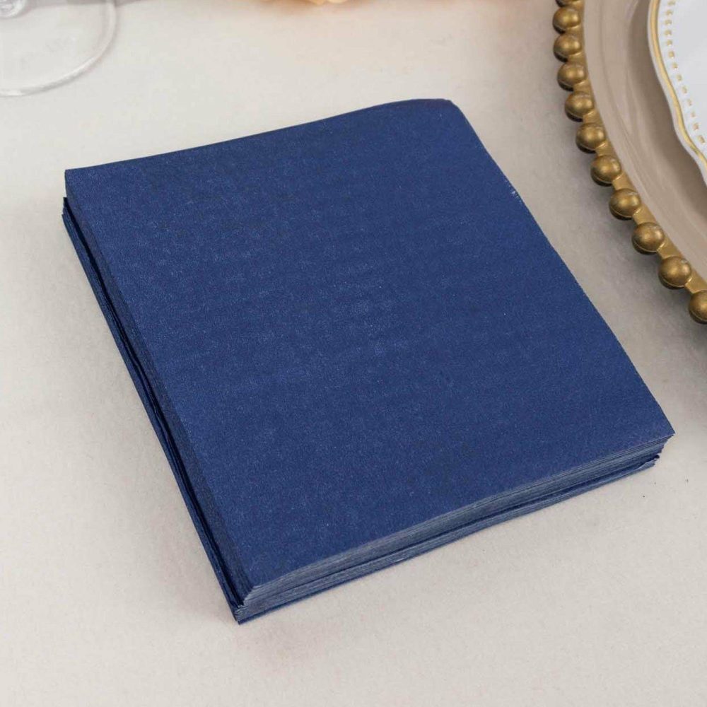 50 Pack Navy Blue Soft 2-Ply Paper Beverage Napkins, Disposable Cocktail Napkins 18GSM – 5″x5″  |   Paper Napkins Paper Napkins Navy blue