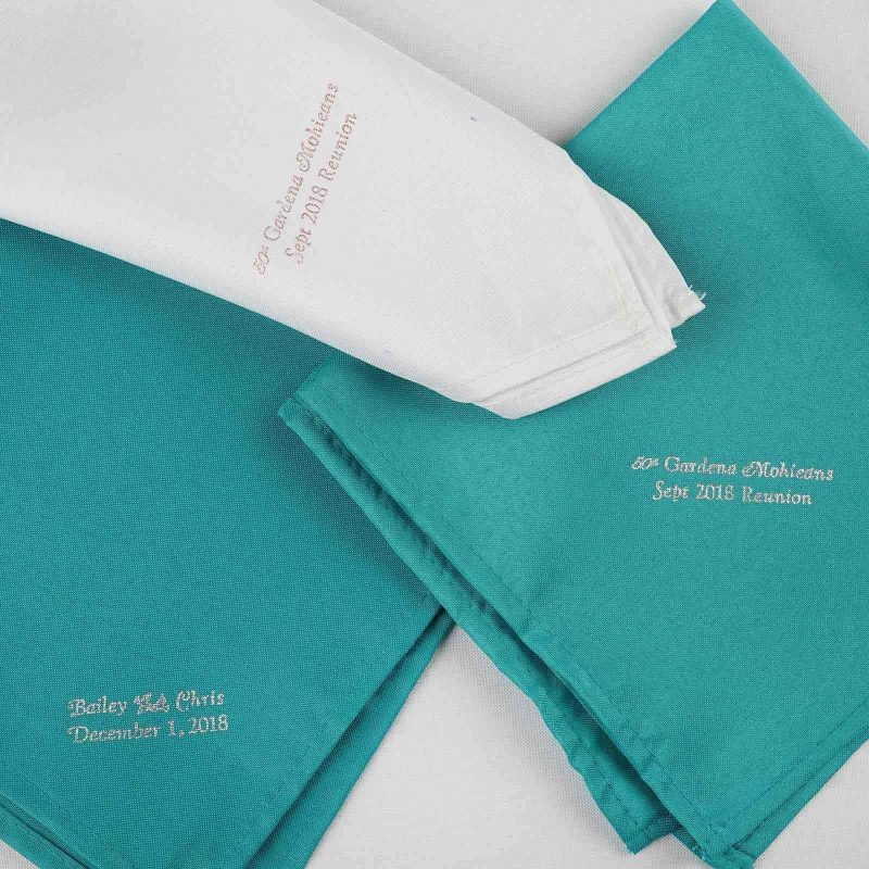 50 Pack Personalized Cloth Dinner Napkin Wedding Favors, Polyester With Small Emblem  |   Polyester Cloth Napkins Polyester