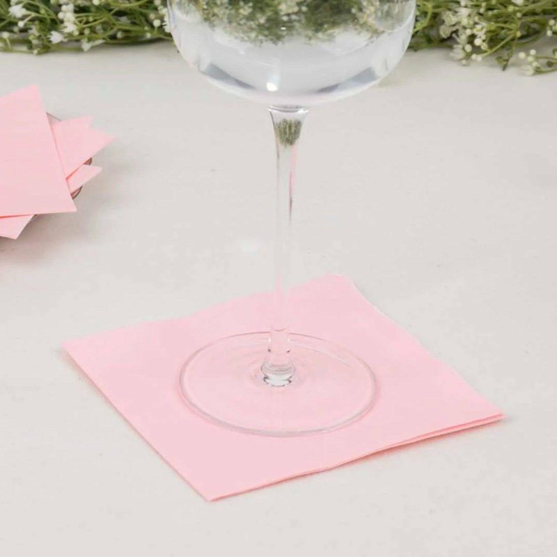 50 Pack Pink Soft 2-Ply Paper Beverage Napkins, Disposable Cocktail Napkins 18 GSM 5″x5″  |   Paper Napkins Paper Napkins Paper Napkins