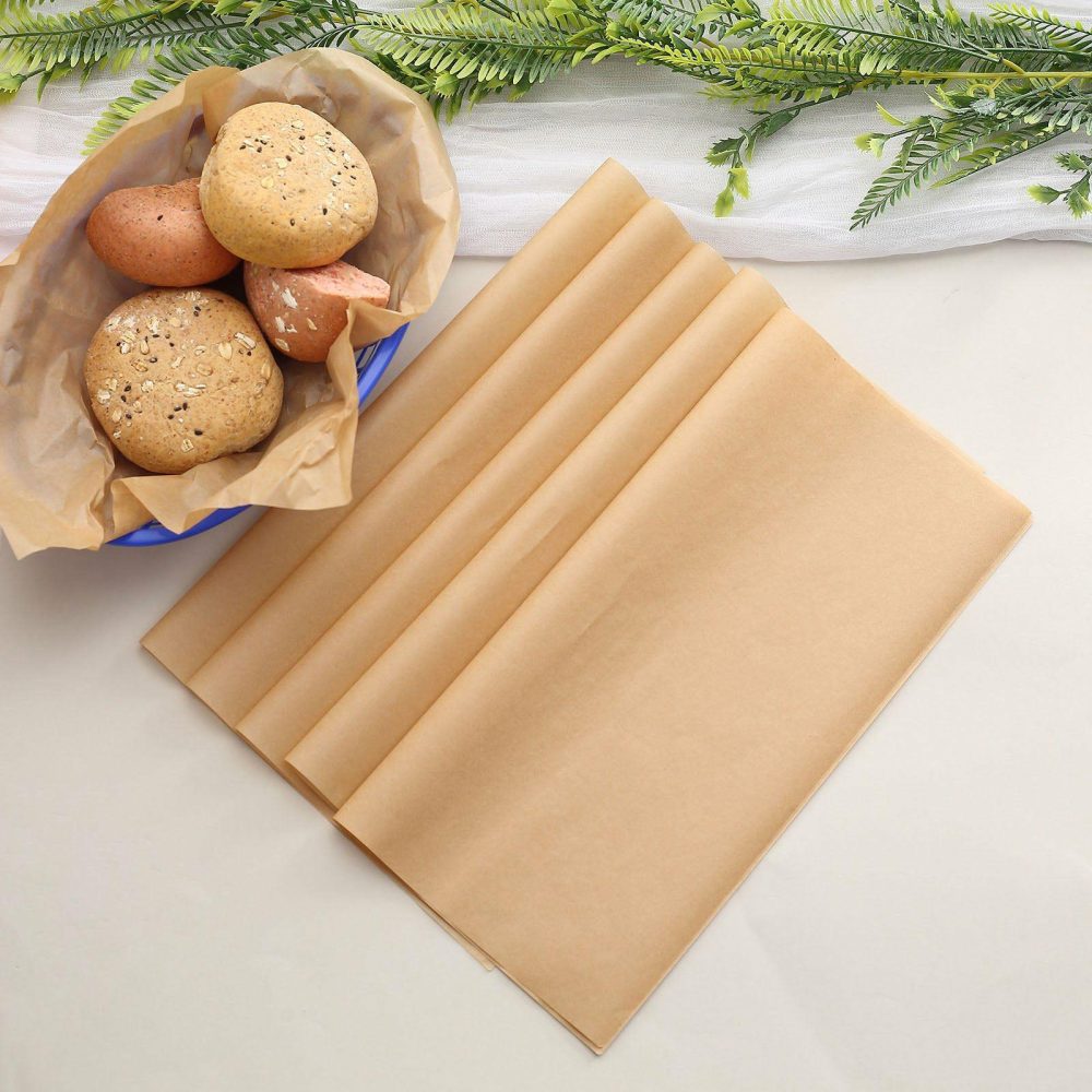 50 Pack Pre-Cut Square Natural Brown Wax Paper Food Basket Liners, Greaseproof Sandwich Wrapper Sheets 40GSM 12″  |   Straws & Food Picks Disposable Cups Straws & Food Picks