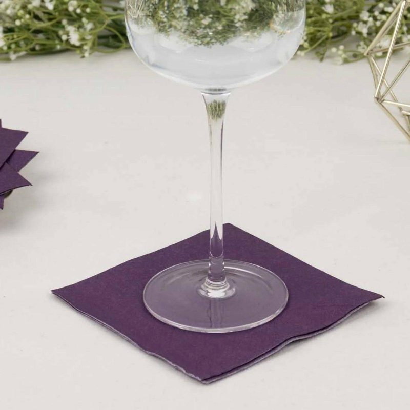 50 Pack Purple Soft 2-Ply Paper Beverage Napkins, Disposable Cocktail Napkins 18GSM – 5″x5″  |   Paper Napkins Paper Napkins Paper Napkins