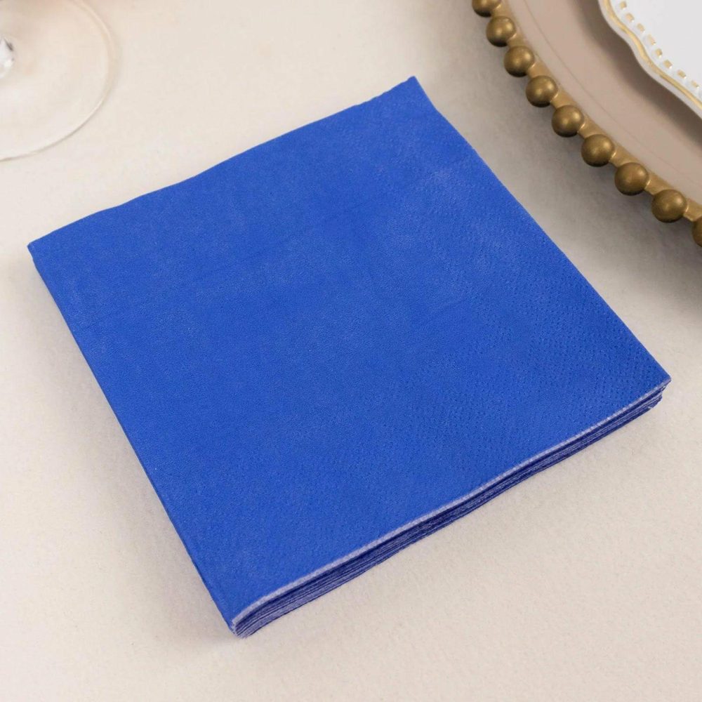 50 Pack Royal Blue Soft 2-Ply Paper Beverage Napkins, Disposable Cocktail Napkins 18 GSM – 5″x5″  |   Paper Napkins Paper Napkins Paper Napkins