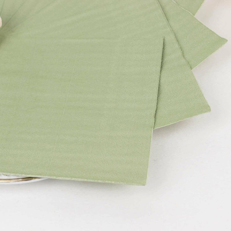 50 Pack Sage Green Soft 2-Ply Paper Beverage Napkins, Disposable Cocktail Napkins 18GSM – 5″x5″  |   Paper Napkins Paper Napkins Paper Napkins