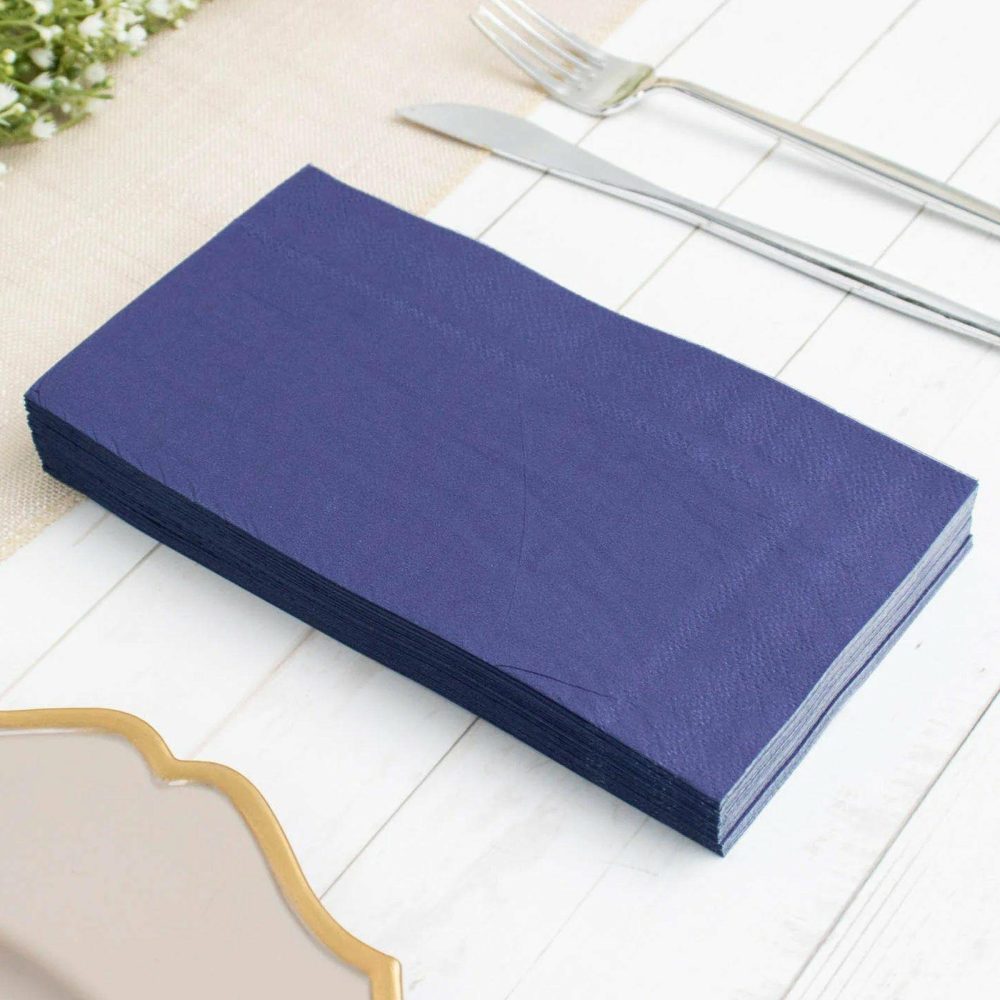 50 Pack Soft Navy Blue Dinner Party Paper Napkins, Wedding Reception Cocktail Beverage Napkins 2 Ply  |   Paper Napkins Paper Napkins Navy blue