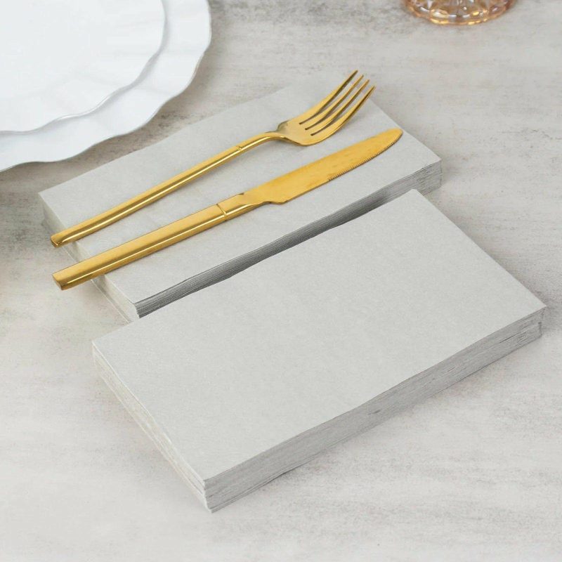 50 Pack Soft Silver Dinner Party Paper Napkins, Wedding Reception Cocktail Beverage Napkins 2 Ply  |   Paper Napkins Paper Napkins & Tablecloths Paper Napkins