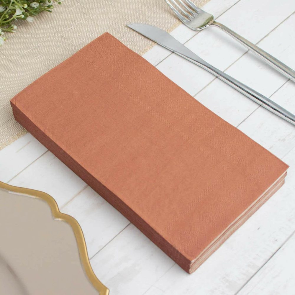 50 Pack Soft Terracotta (Rust) Dinner Party Paper Napkins, Wedding Reception Cocktail Beverage Napkins 2 Ply  |   Paper Napkins Paper Napkins Paper Napkins