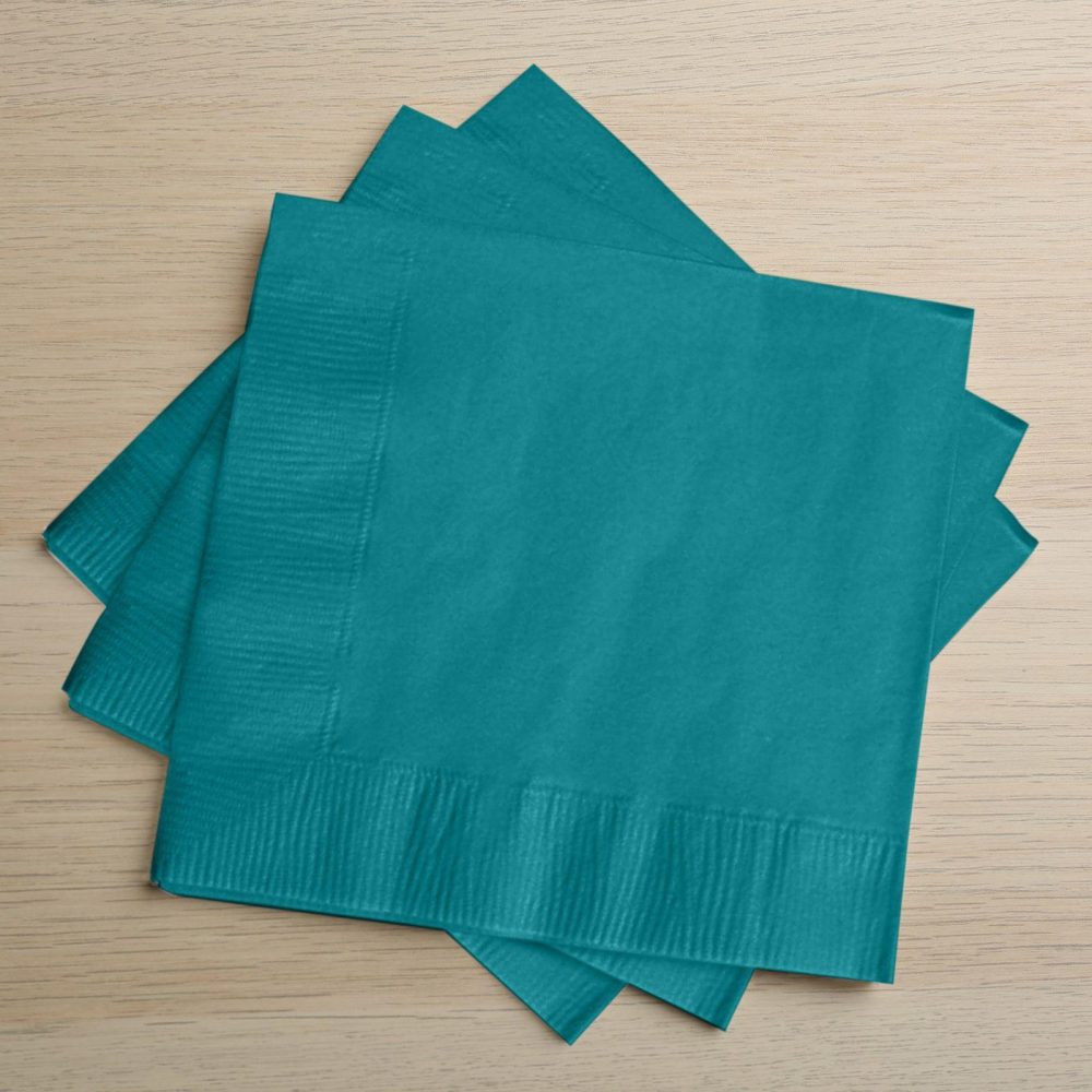 50 Pack Turquoise Soft 2-Ply Paper Beverage Napkins, Disposable Cocktail Napkins 18 GSM 5″x5″  |   Paper Napkins Paper Napkins Paper Napkins