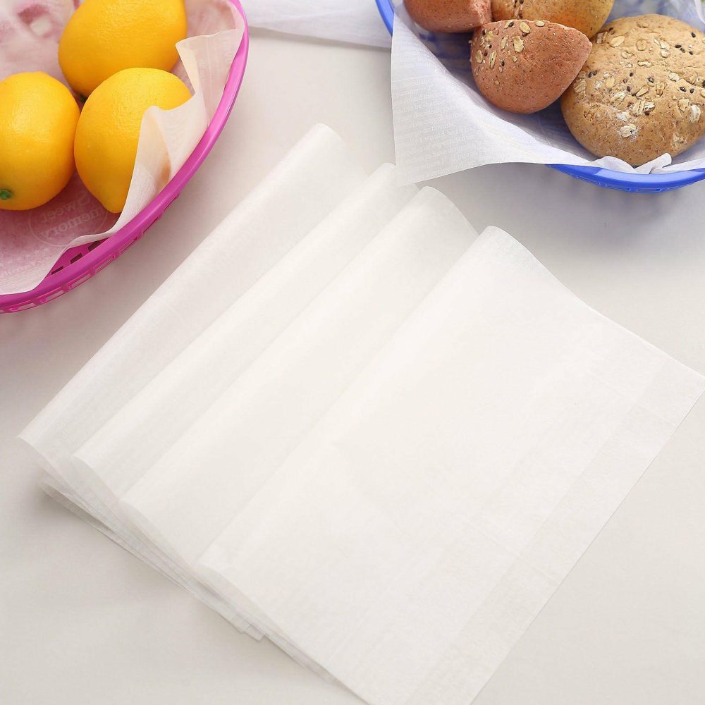 50 Pack White Pre-Cut Rectangle Wax Paper Food Basket Liners, Greaseproof Sandwich Wrapper Sheets 35GSM 9″x10″  |   Straws & Food Picks Disposable Cups Straws & Food Picks