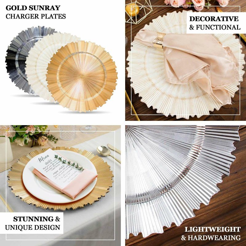 6 Pack Antique White Sunray Acrylic Plastic Serving Plates, Round Scalloped Rim Disposable Charger Plates 13″  |   Acrylic Charger Plates Acrylic Charger Plates Acrylic Charger Plates