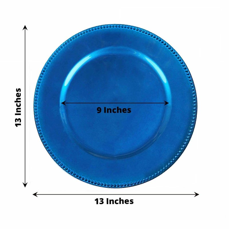 6 Pack Beaded Royal Blue Acrylic Charger Plate, Plastic Round Dinner Charger Event Tabletop Decor 13″  |   Acrylic Charger Plates Acrylic Charger Plates Acrylic Charger Plates