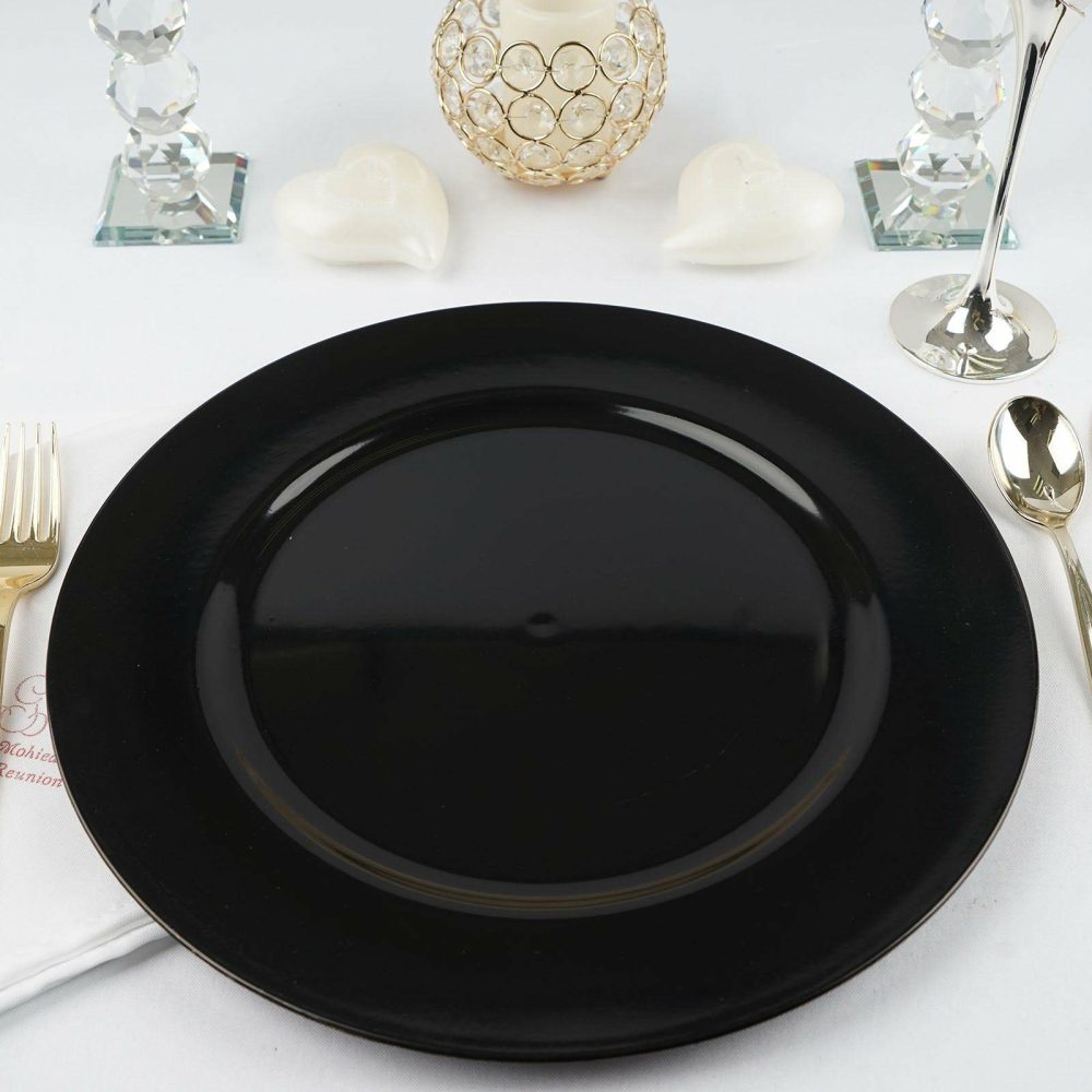 6 Pack Black Round Acrylic Plastic Charger Plates, Dinner Party Table Decor 13″  |   Acrylic Charger Plates Acrylic Charger Plates Acrylic Charger Plates