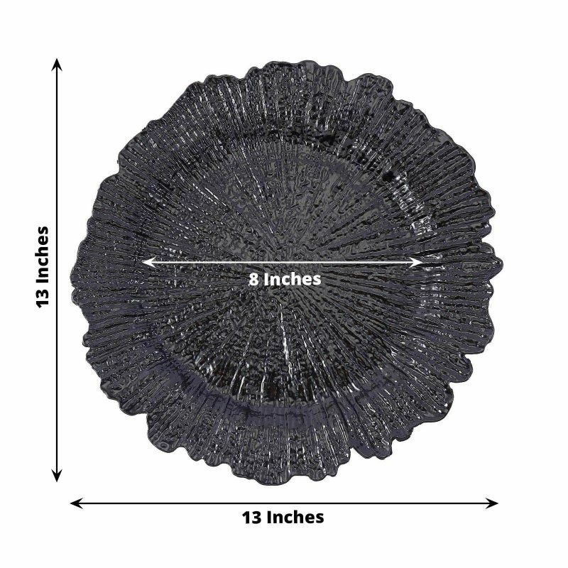 6 Pack Black Round Reef Acrylic Plastic Charger Plates, Dinner Charger Plates 13″  |   Acrylic Charger Plates Acrylic Charger Plates Acrylic Charger Plates