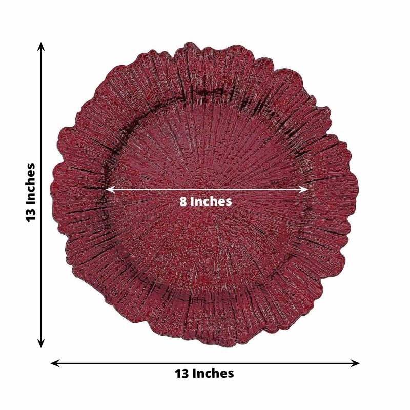 6 Pack Burgundy Round Reef Acrylic Plastic Charger Plates, Dinner Charger Plates 13″  |   Acrylic Charger Plates Acrylic Charger Plates Acrylic Charger Plates