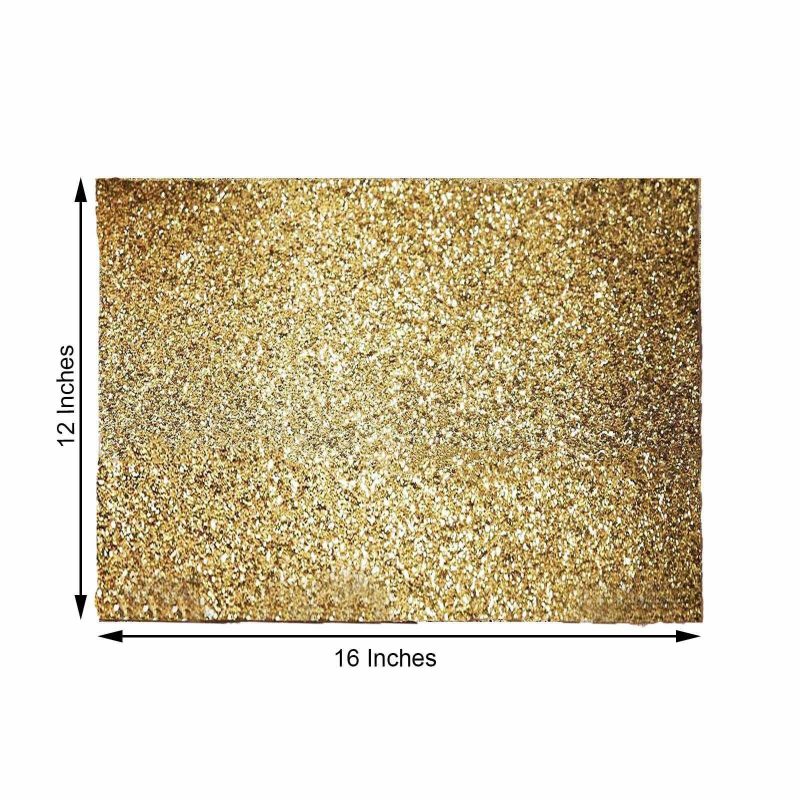 6 Pack Champagne Sparkle Placemats, Non Slip Decorative Rectangle Glitter Table Mat  |   Reusable Placemats Charger Plates Champagne