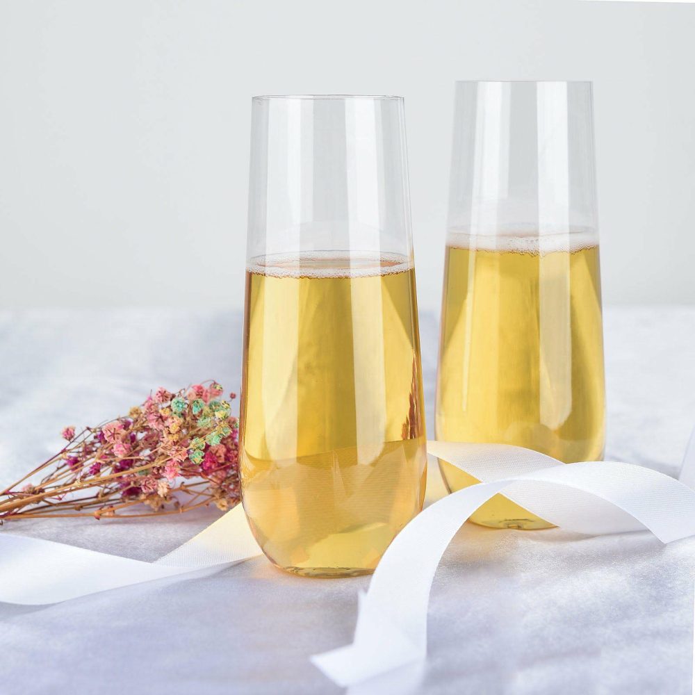 6 Pack Clear Plastic Stemless Champagne Flutes Disposable Glasses For Champagne 9oz  |   Champagne Glasses & Flutes Champagne Glasses & Flutes Champagne Glasses & Flutes