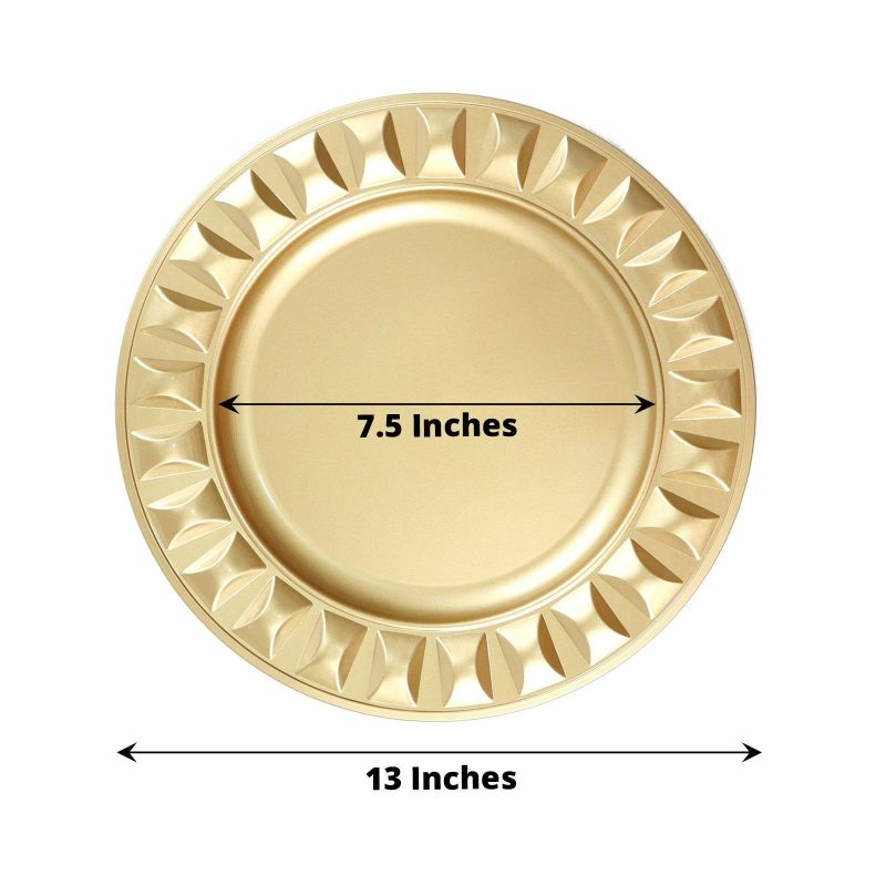 6 Pack Gold Round Bejeweled Rim Plastic Dinner Serving Trays, Disposable Charger Plates 13″  |   Acrylic Charger Plates Acrylic Charger Plates Acrylic Charger Plates