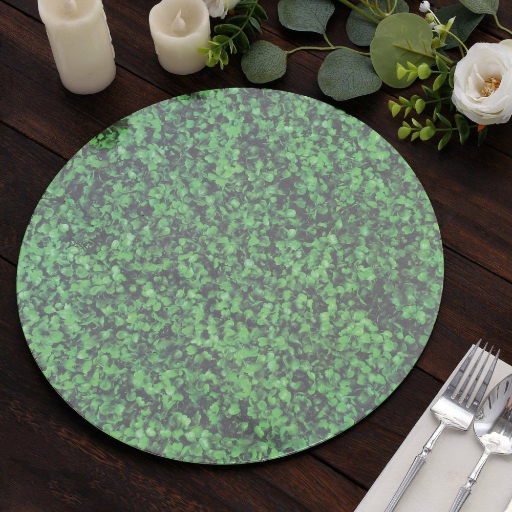 6 Pack Green Boxwood Leaf Print Cardstock Paper Placemats, 13″ Round Disposable Dining Table Mats – 700 GSM  |   Eco-Friendly & Paper Plates Disposable Plates Eco-Friendly & Paper Plates