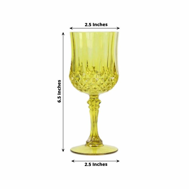 6 Pack Green Crystal Cut Reusable Plastic Wine Glasses, Shatterproof Cocktail Goblets 8oz  |   Champagne Glasses & Flutes Champagne Glasses & Flutes Champagne Glasses & Flutes