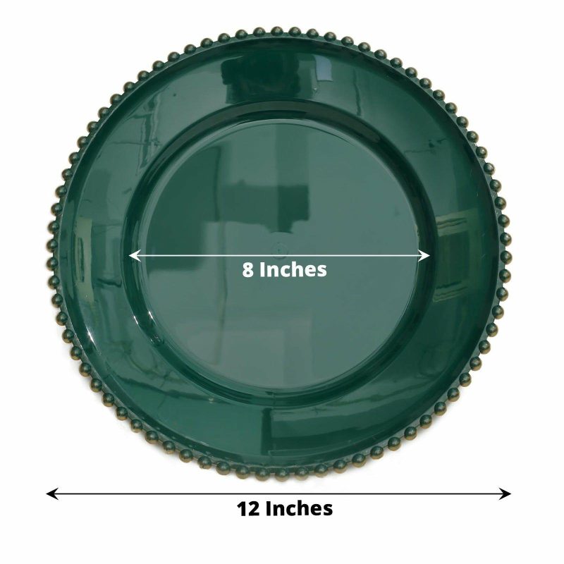 6 Pack Hunter Emerald Green Acrylic Plastic Beaded Rim Charger Plates – 13″  |   Acrylic Charger Plates Acrylic Charger Plates Acrylic Charger Plates