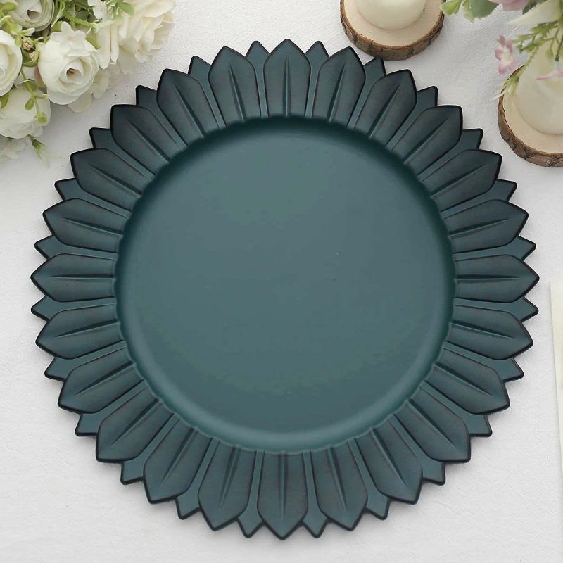 6 Pack Matte Teal Sunflower Plastic Dinner Charger Plates, Disposable Round Serving Trays 13″  |   Acrylic Charger Plates Acrylic Charger Plates Acrylic Charger Plates