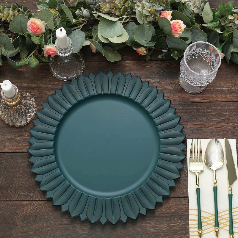 6 Pack Matte Teal Sunflower Plastic Dinner Charger Plates, Disposable Round Serving Trays 13″  |   Acrylic Charger Plates Acrylic Charger Plates Acrylic Charger Plates