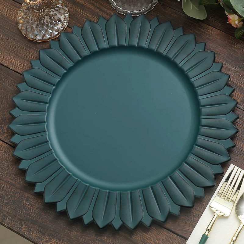 6 Pack Matte Teal Sunflower Plastic Dinner Charger Plates, Disposable Round Serving Trays 13″  |   Acrylic Charger Plates Acrylic Charger Plates Acrylic Charger Plates