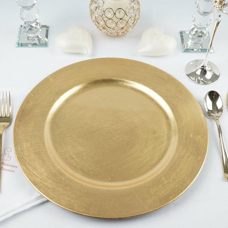 6 Pack Metallic Gold Round Acrylic Plastic Charger Plates, Dinner Party Table Decor 13″  |   Acrylic Charger Plates Acrylic Charger Plates Acrylic Charger Plates