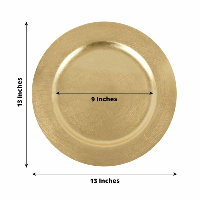 6 Pack Metallic Gold Round Acrylic Plastic Charger Plates, Dinner Party Table Decor 13″  |   Acrylic Charger Plates Acrylic Charger Plates Acrylic Charger Plates