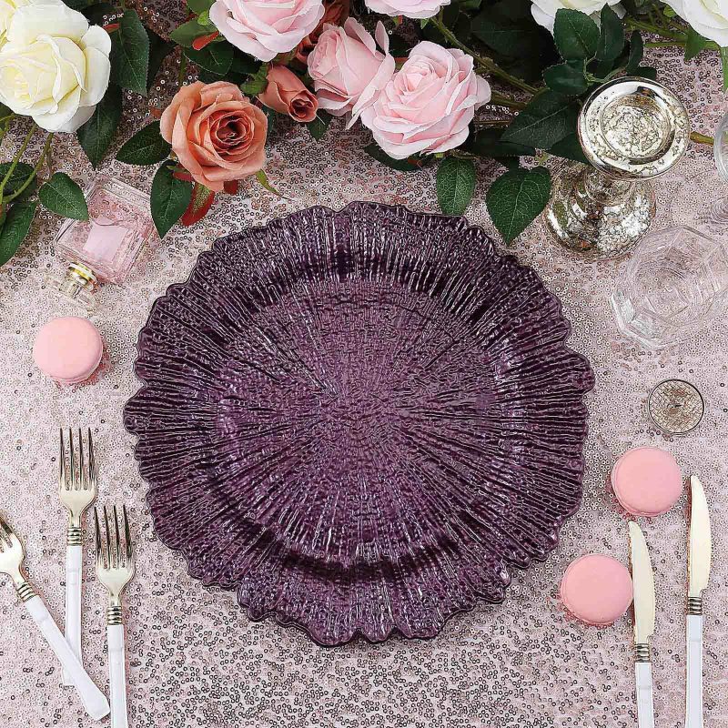 6 Pack Purple Round Reef Acrylic Plastic Charger Plates, Dinner Charger Plates 13″  |   Acrylic Charger Plates Acrylic Charger Plates Acrylic Charger Plates