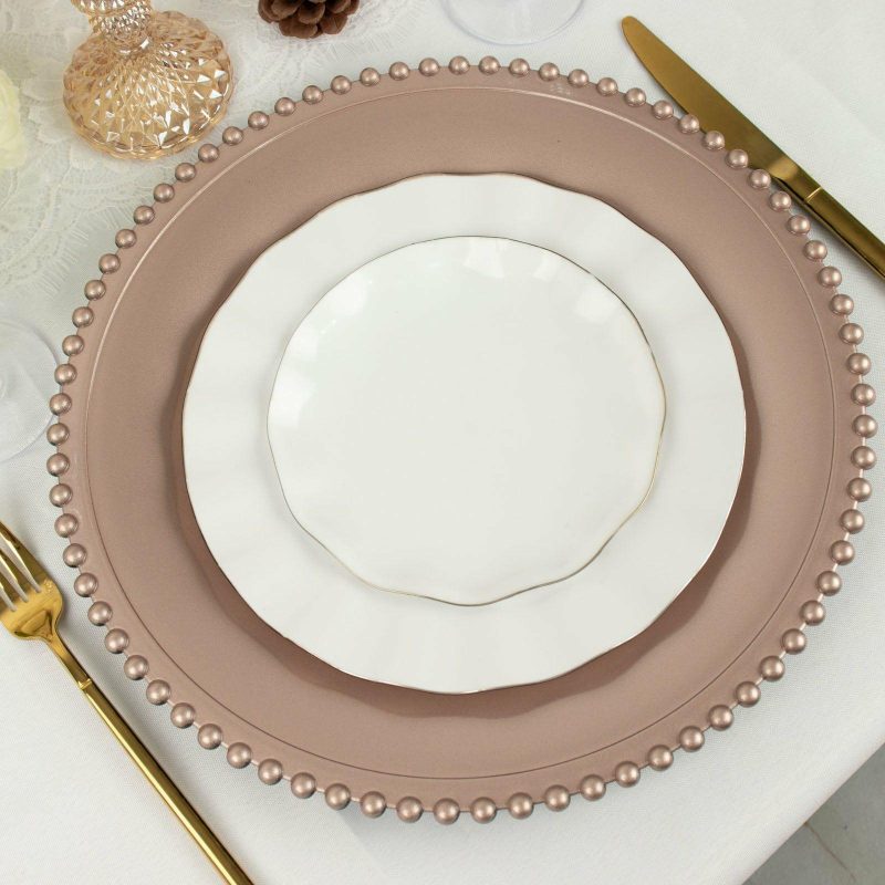 6 Pack Rose Gold Acrylic Plastic Beaded Rim Charger Plates – 13″  |   Acrylic Charger Plates Acrylic Charger Plates Acrylic Charger Plates