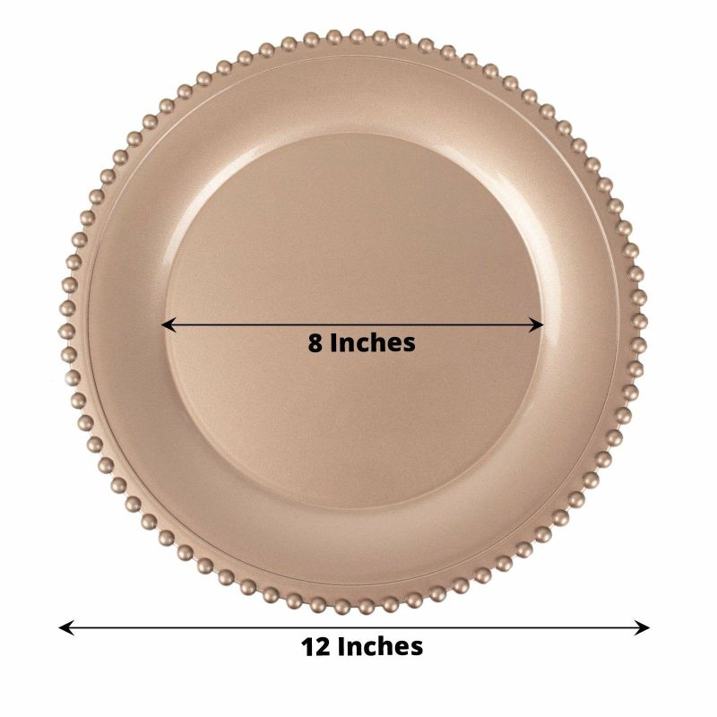 6 Pack Rose Gold Acrylic Plastic Beaded Rim Charger Plates – 13″  |   Acrylic Charger Plates Acrylic Charger Plates Acrylic Charger Plates