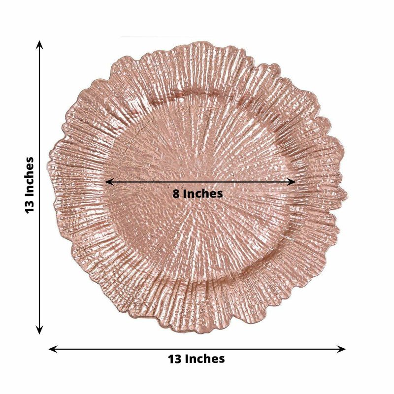 6 Pack Rose Gold Round Reef Acrylic Plastic Charger Plates, Dinner Charger Plates 13″  |   Acrylic Charger Plates Acrylic Charger Plates Acrylic Charger Plates